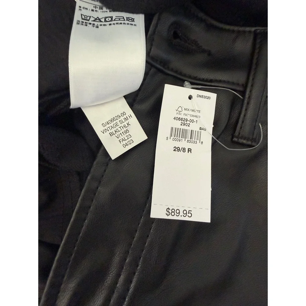 Gap Vintage Slim High Rise Faux Leather Pants Black Vegan 29/8R 406629-00-1 NEW - Picture 4 of 9
